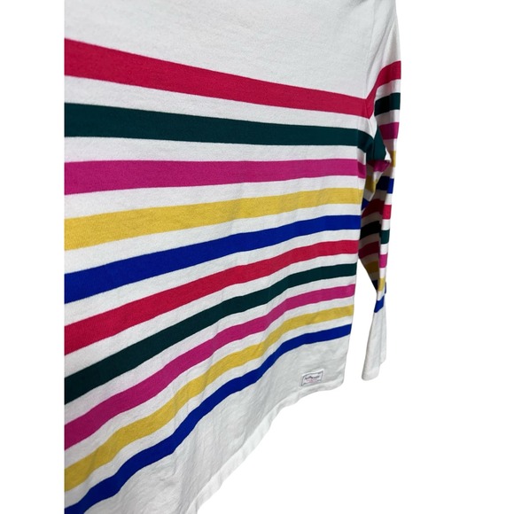 TALBOTS Authentic Classic Color Stripe Ivory Cotton Pullover Tee Top Size Medium - Picture 3 of 6